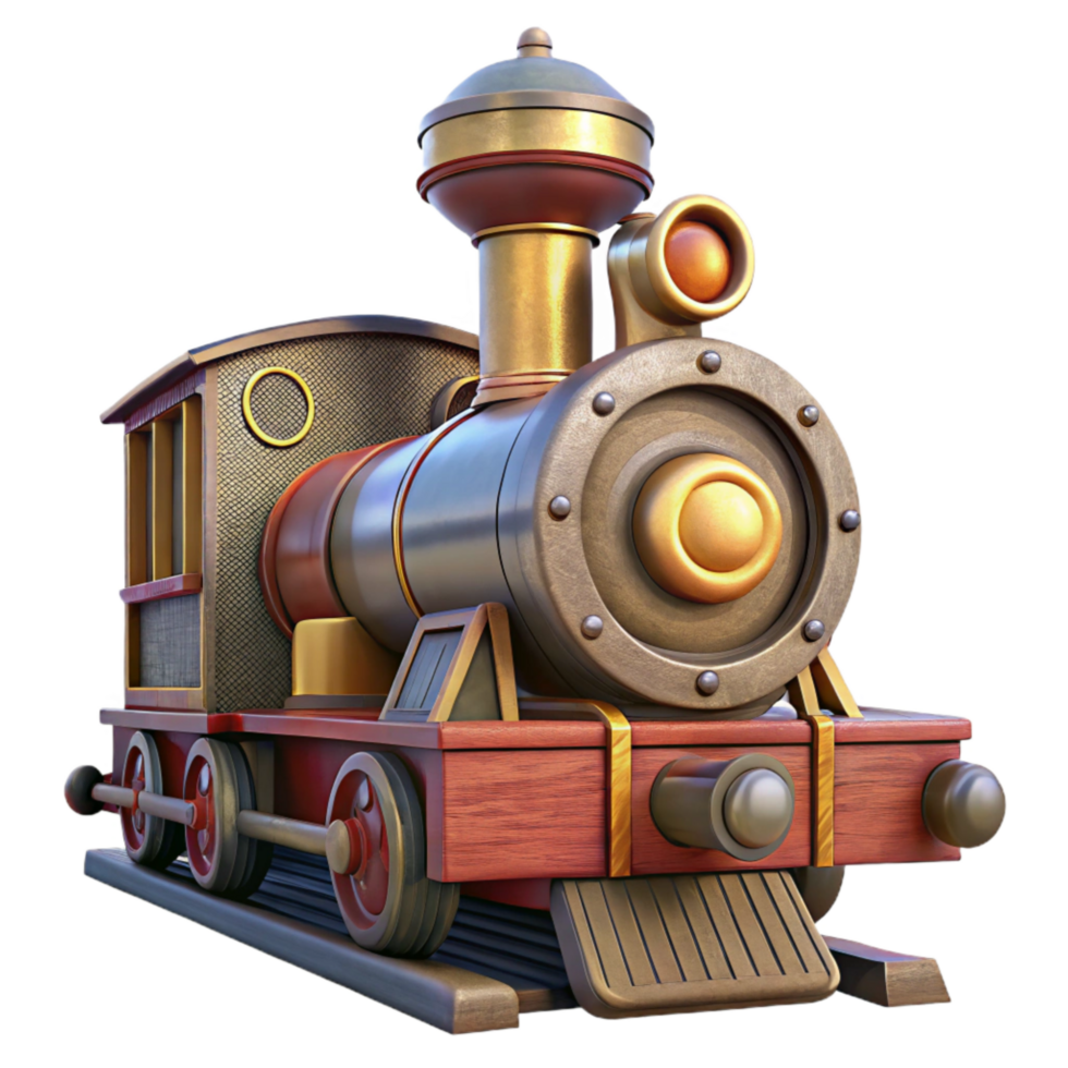 elegant minimalist Historic Train Steam Engine Front View Isolated on Transparent Background png