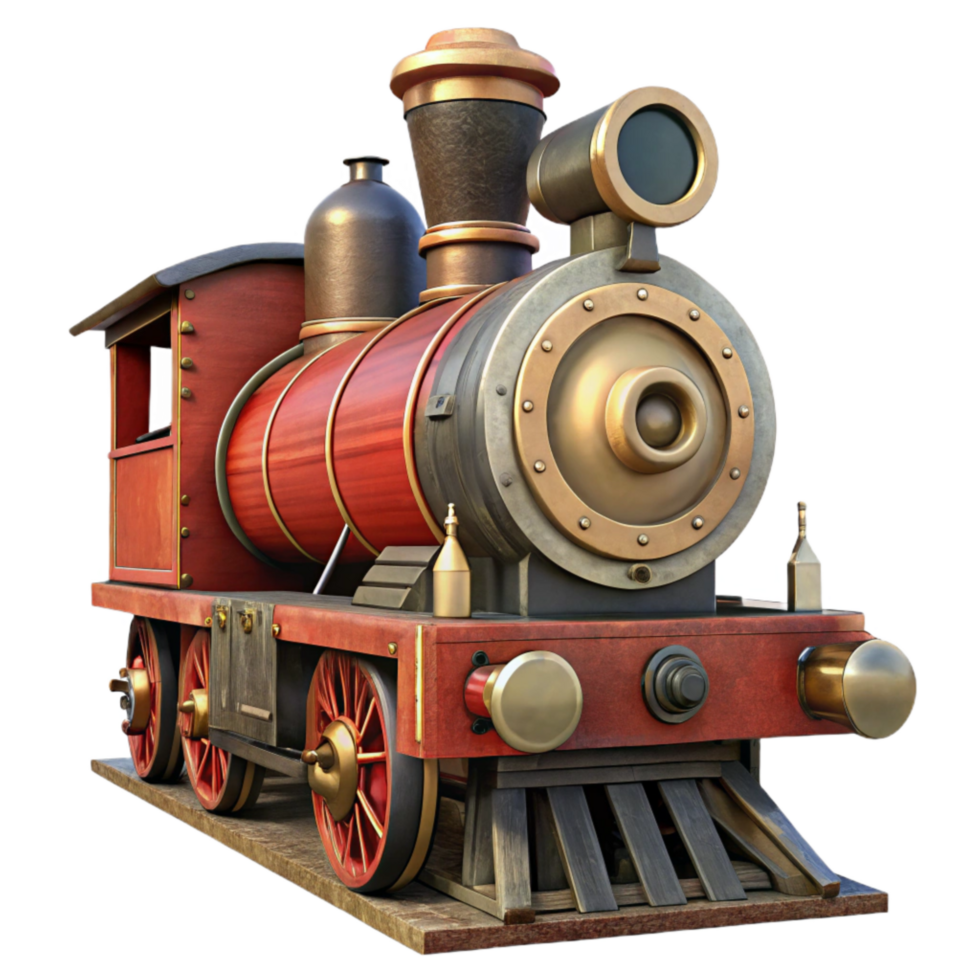 dramatic artistic Historic Train Steam Engine Front View Isolated on Transparent Background original png