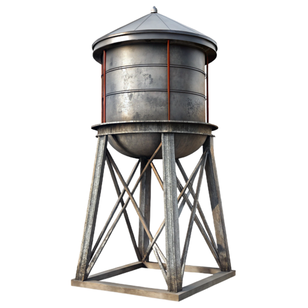 beautiful artistic Historic Water Tower Metal Texture Transparent Background professional png