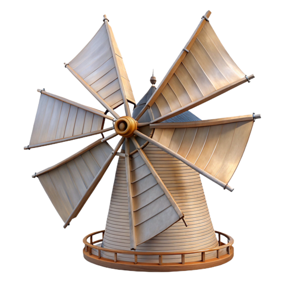 vibrant rustic Historic Windmill Sails Turning Transparent Background professional png