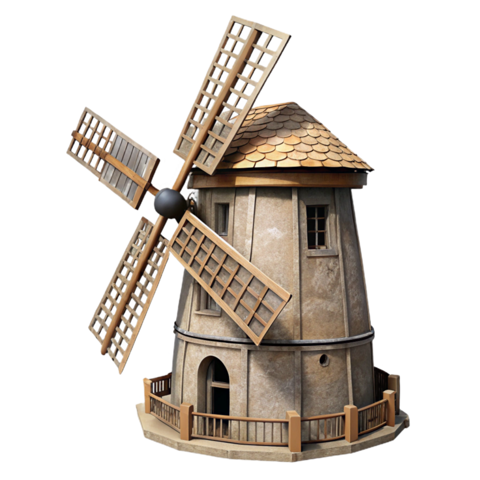 impressive creative Historic Windmill Side View Transparent detailed png