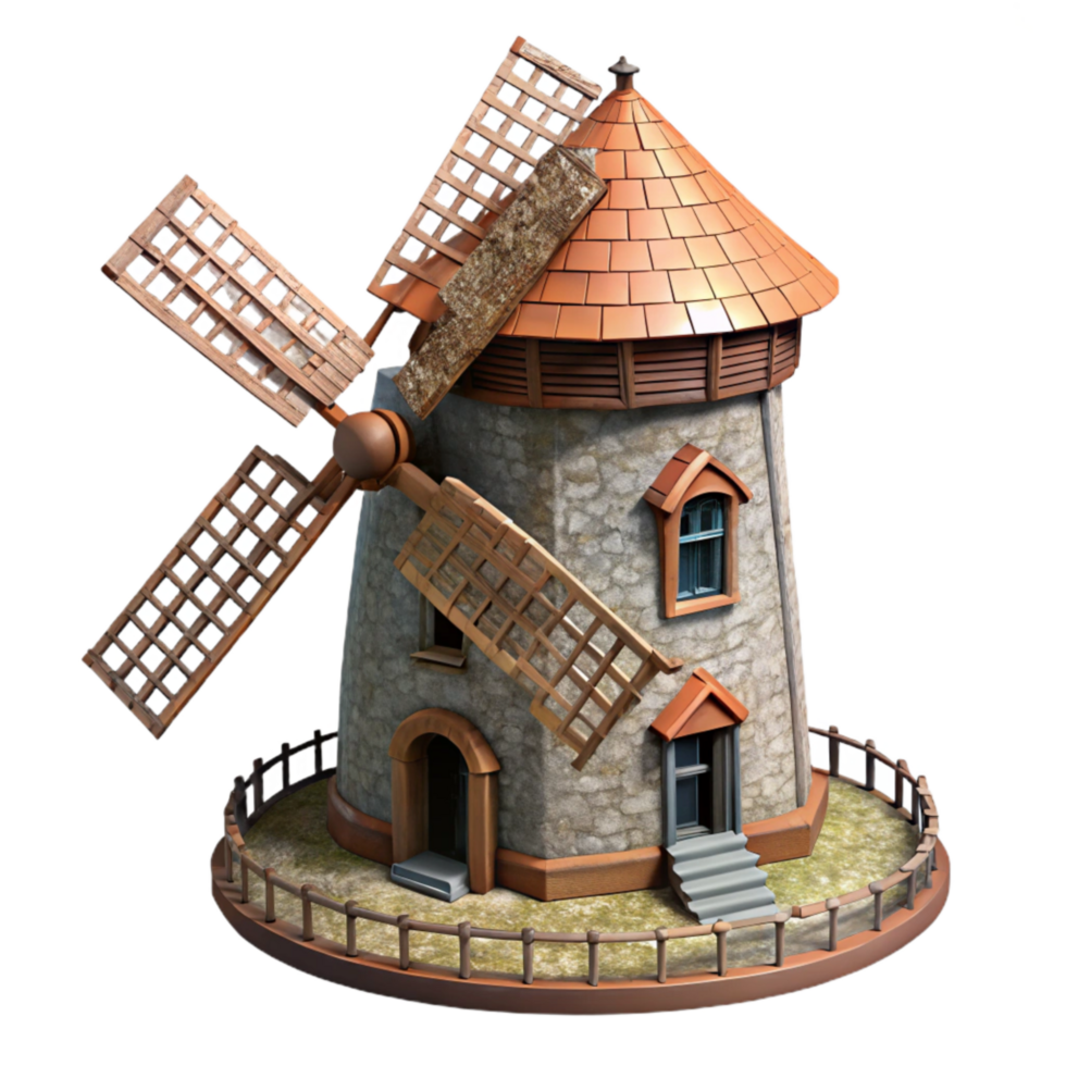 vibrant artistic Historic Windmill Side View Transparent authentic png