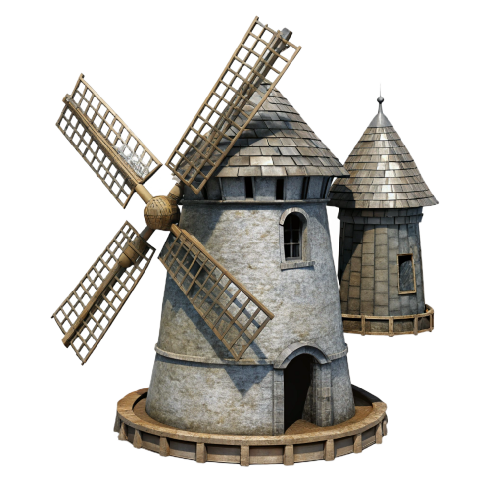dramatic rustic Historic Windmill Silhouette View png