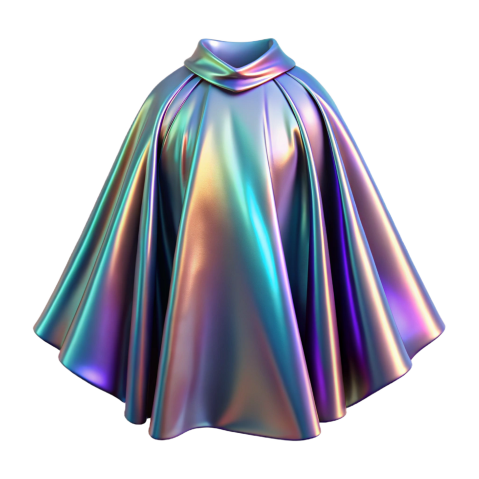 stunning traditional Holographic Cape Dramatic Drape Transparent Background premium png