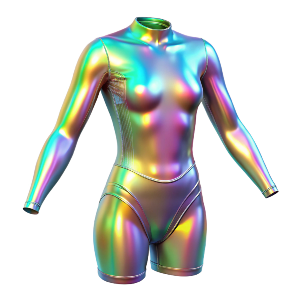 vibrant minimalist Holographic Bodysuit Seamless Design Transparent Background png