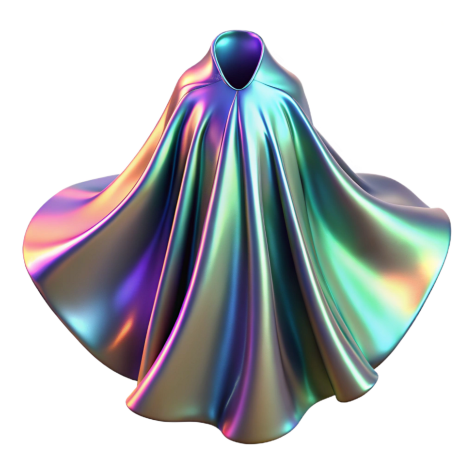 beautiful abstract Holographic Cape Flowing Silhouette Transparent Background premium png