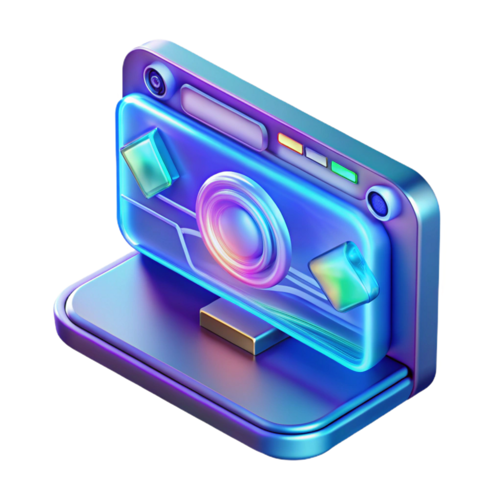 beautiful minimalist Holographic Interface Display Blue Cutout png