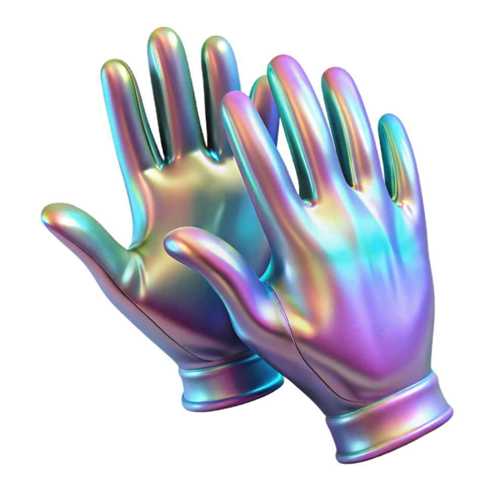 beautiful rustic Holographic Gloves Iridescent Finish Transparent Background genuine png