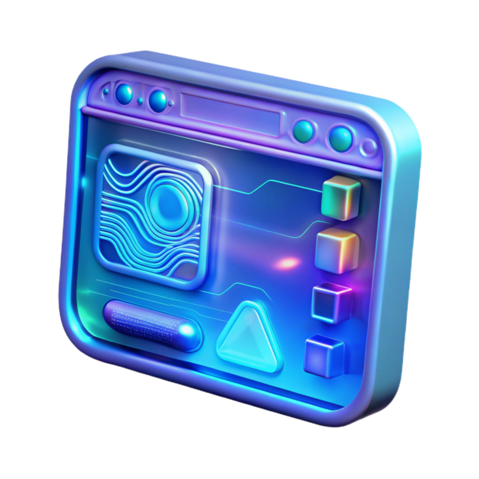stunning modern Holographic Interface Display Blue Cutout premium png