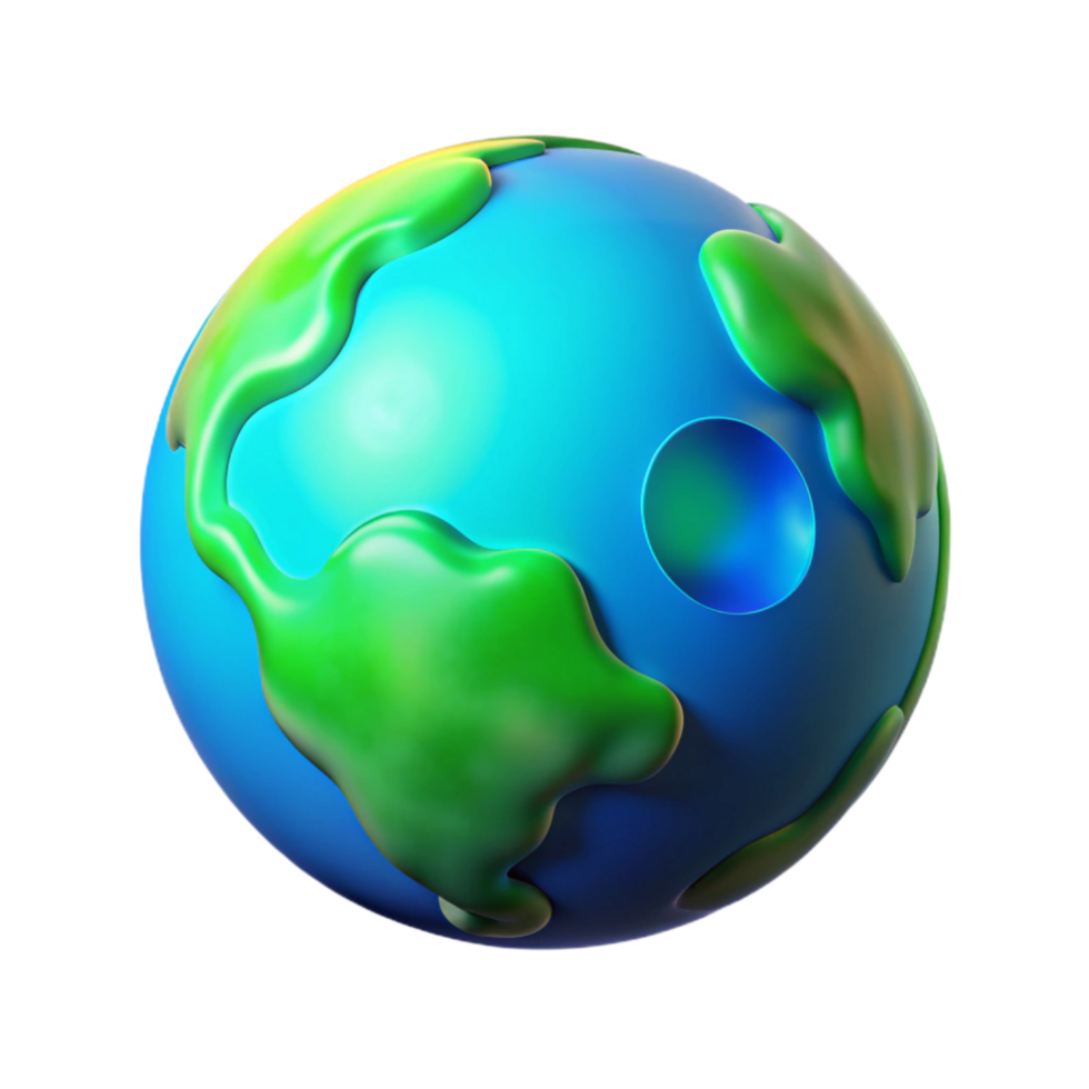 serene artistic Holographic Projection of Earth Blue and Green Cutout premium png