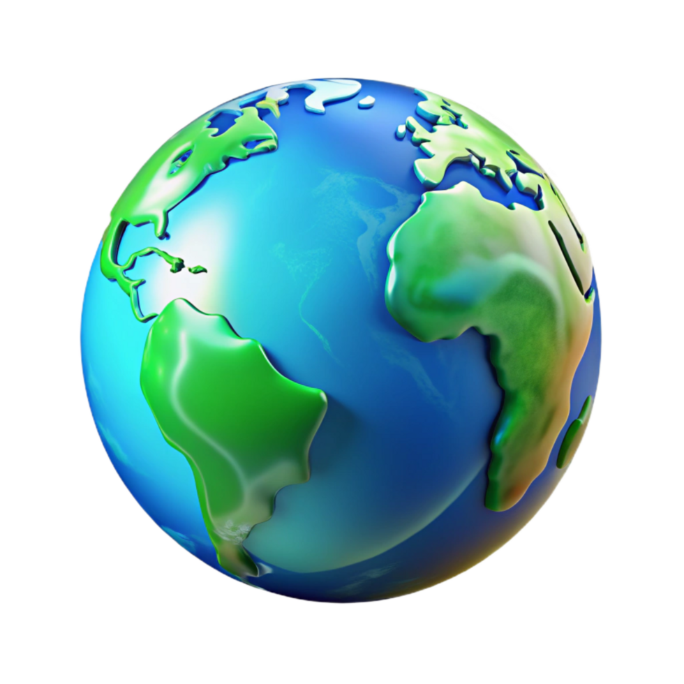 vibrant minimalist Holographic Projection of Earth Blue and Green Cutout exclusive png