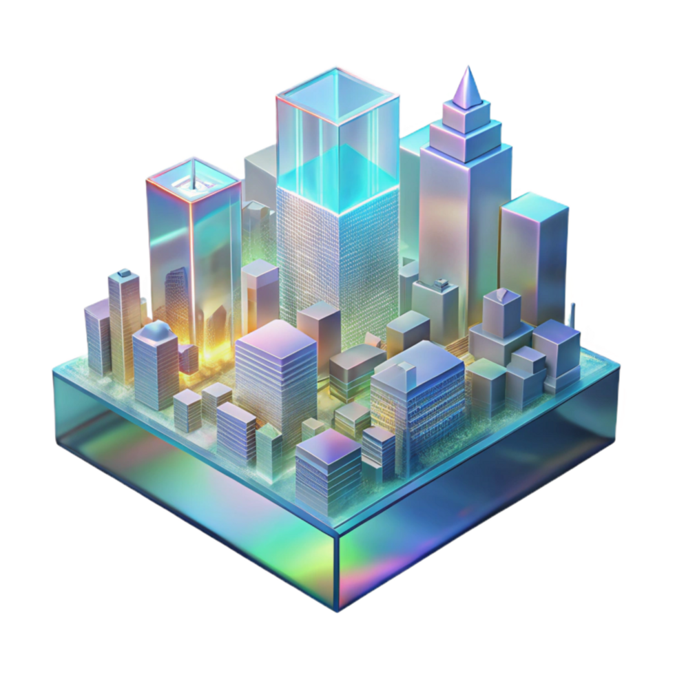 extraordinary classic Holographic Projection Cityscape Transparent Background detailed png