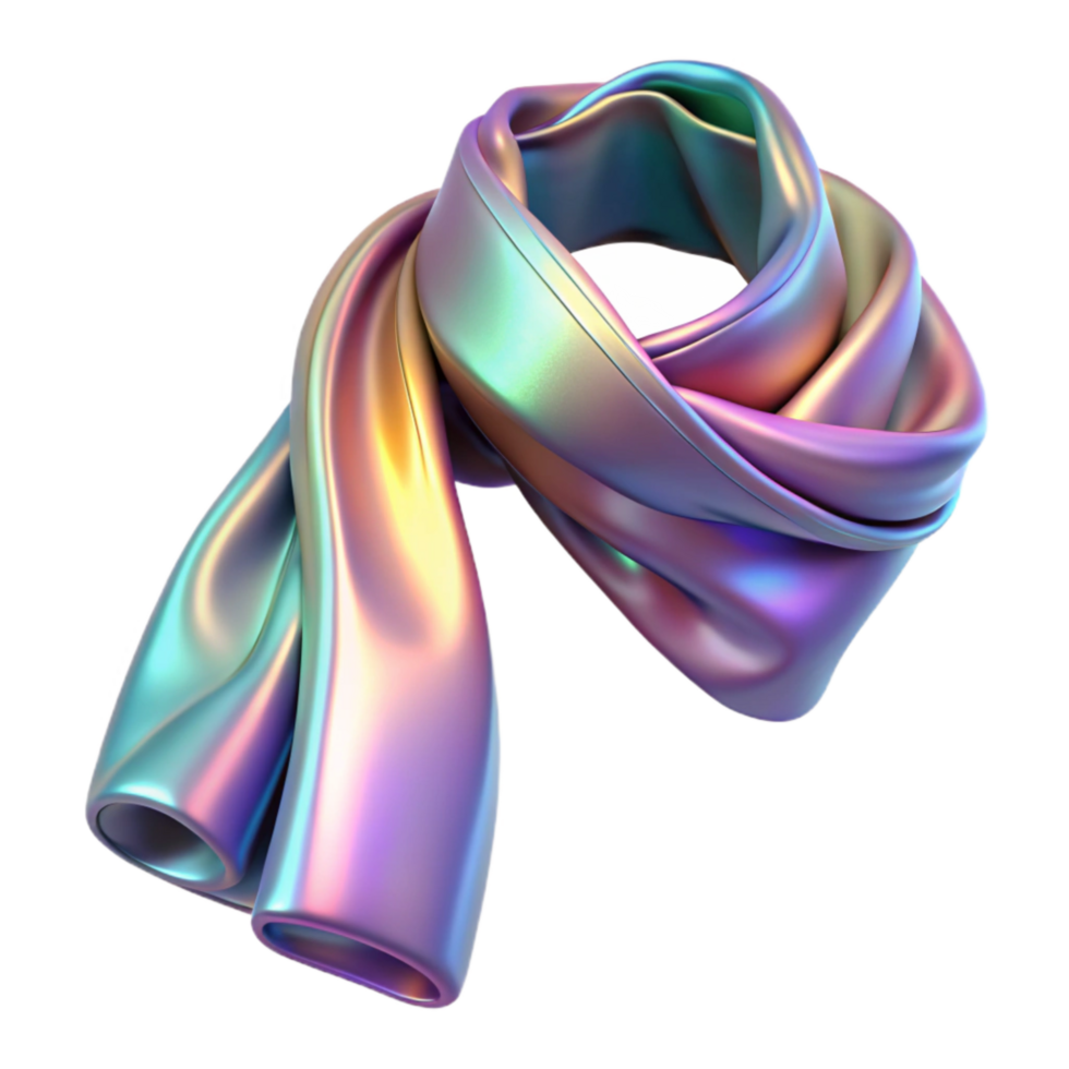 impressive modern Holographic Scarf Shimmering Fabric Transparent Background premium png