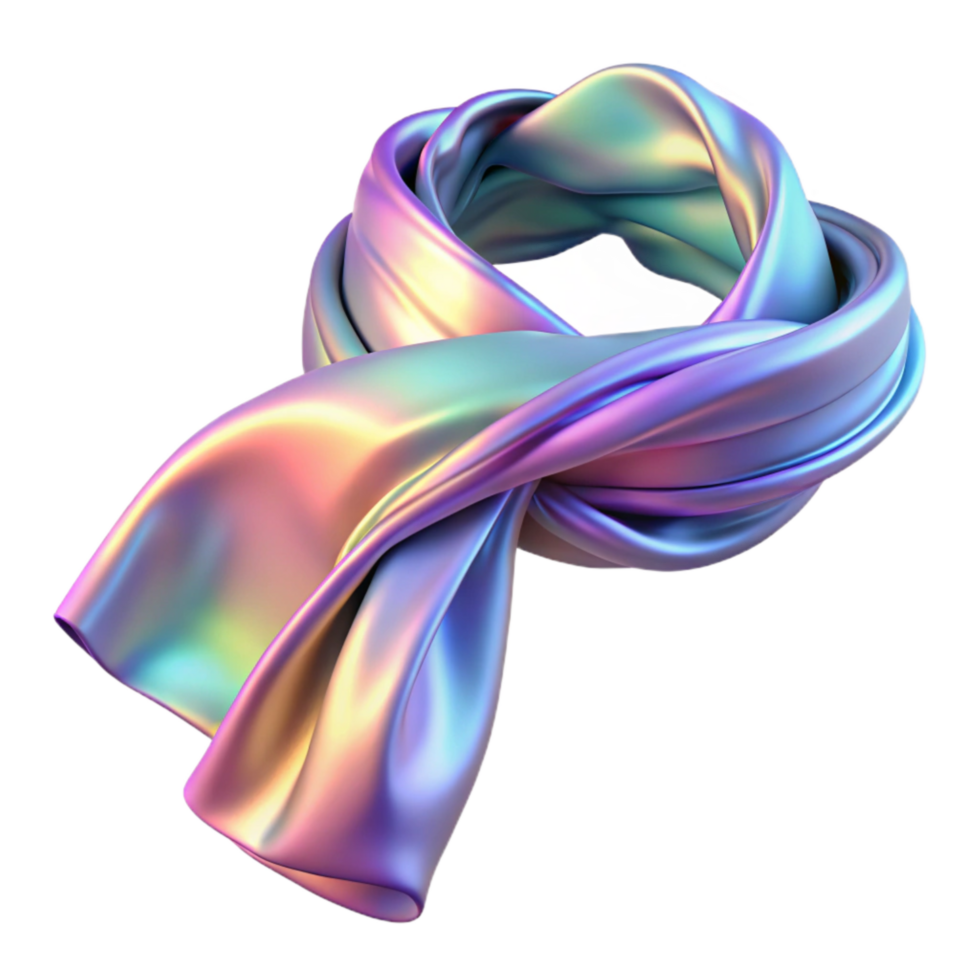 elegant creative Holographic Scarf Shimmering Fabric Transparent Background png