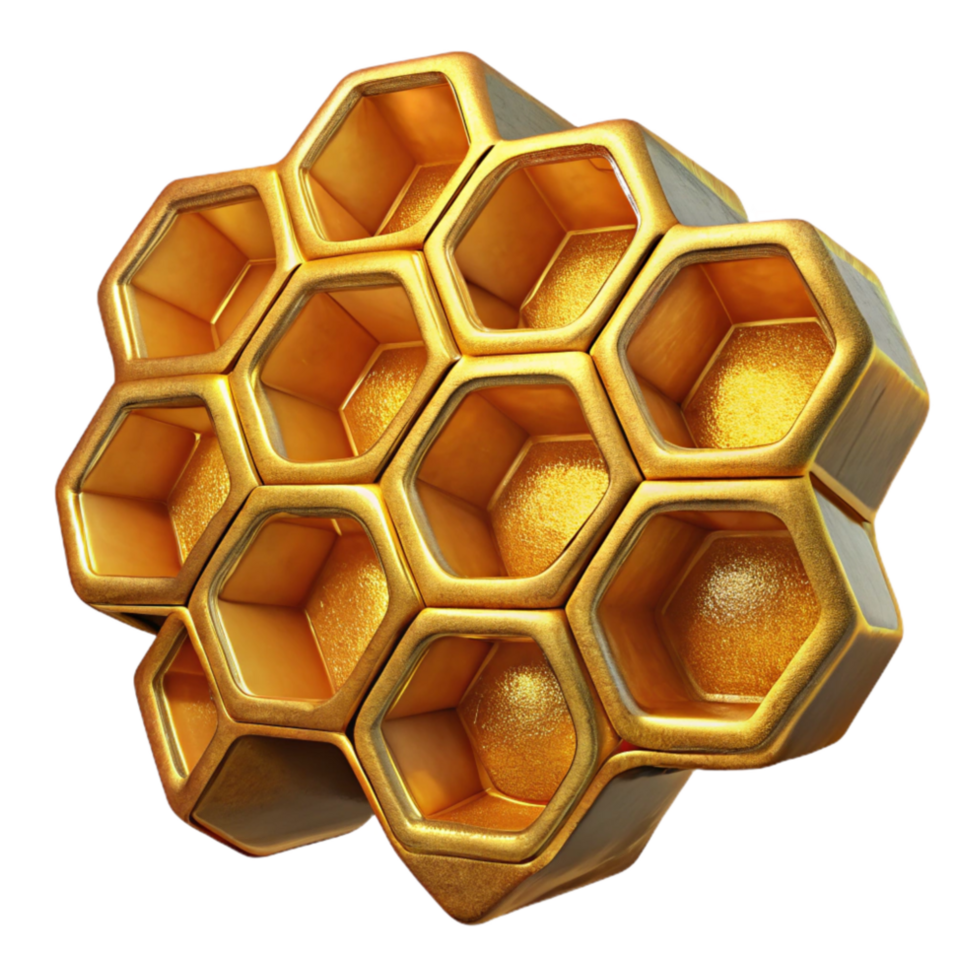 impressive classic Honeycomb Close Up Transparent Background Golden Color authentic png