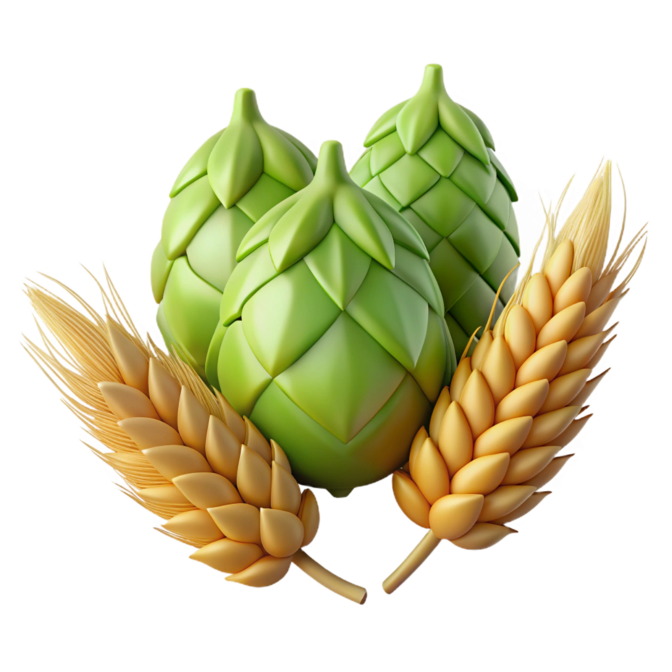 wonderful artistic Hop Cones and Barley Ears Isolated Element high resolution png