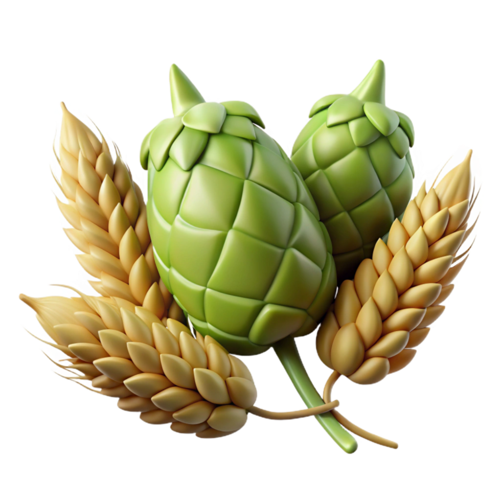 serene rustic Hop Cones and Barley Ears Isolated Element professional png
