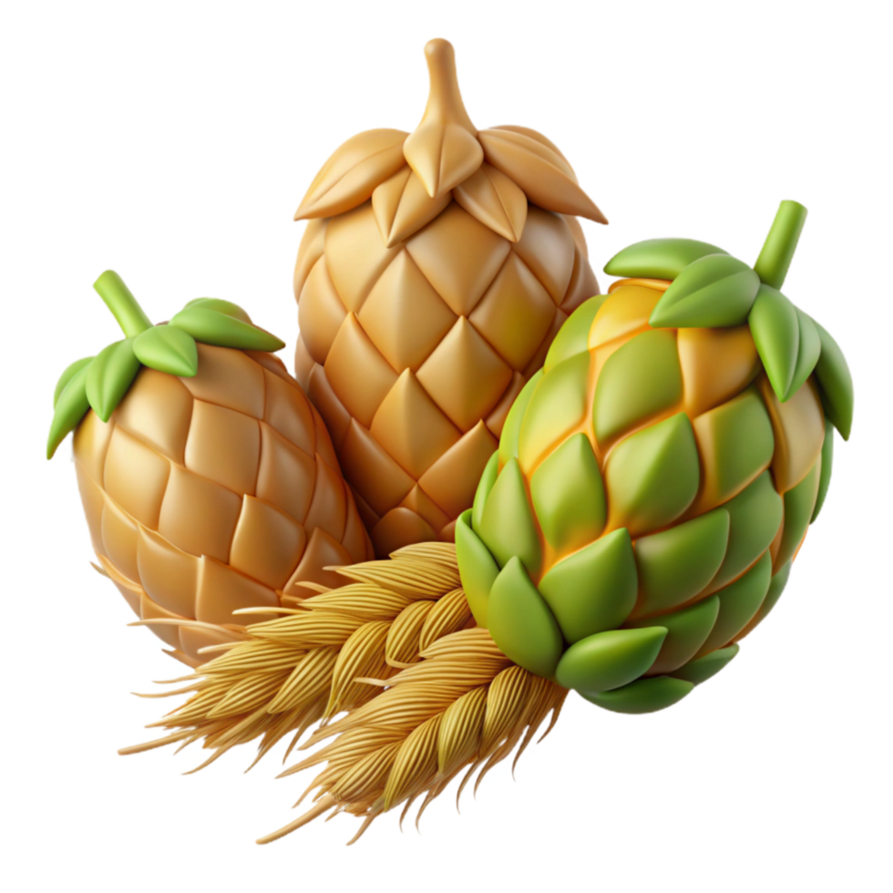 impressive abstract Hop Cones and Barley Ears Isolated Element png