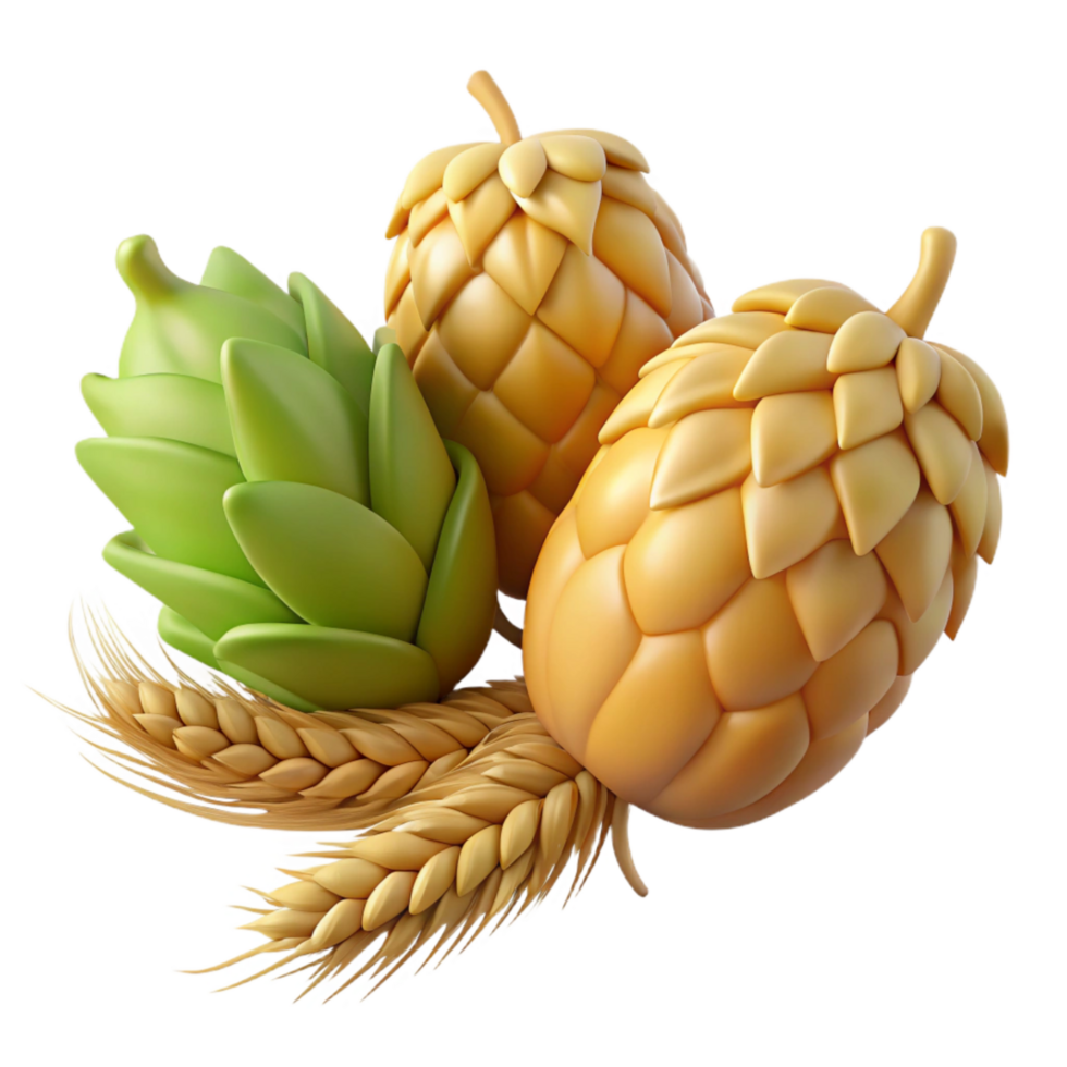 vibrant abstract Hop Cones and Barley Ears Isolated Element exclusive png