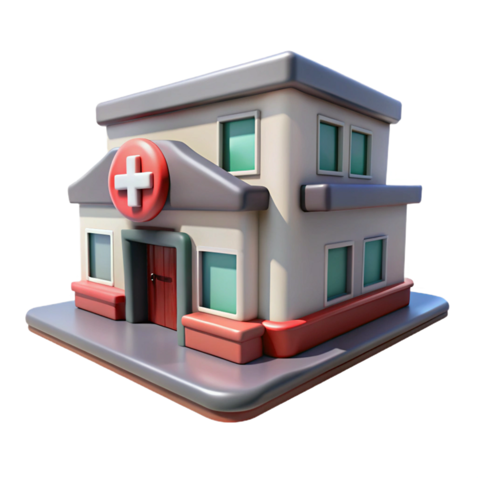 wonderful abstract Hospital Building with Ambulance Entrance Isolated premium png
