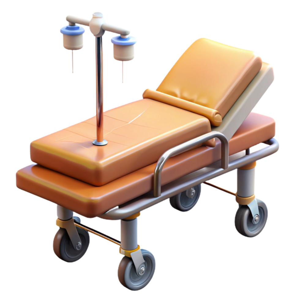 elegant vintage Hospital Gurney with Wheels and Iv Pole Cutout high quality png