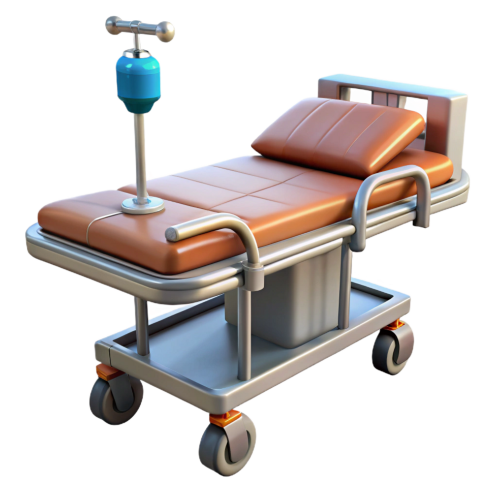 serene rustic Hospital Gurney with Wheels and Iv Pole Cutout professional png