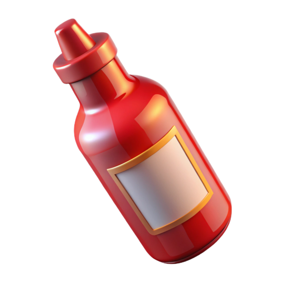 serene vintage Hot Sauce Bottle Red Label Transparent Background exclusive png