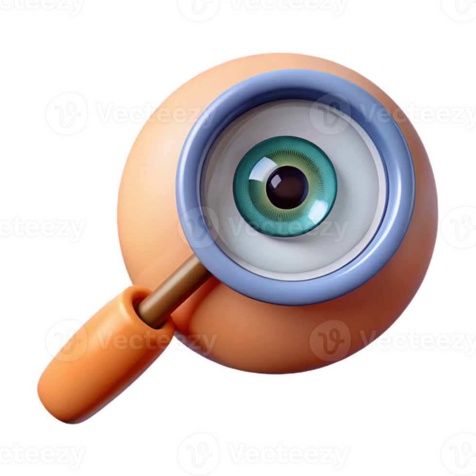stunning minimalist Human Eye with Magnifying Glass Transparent Background authentic png