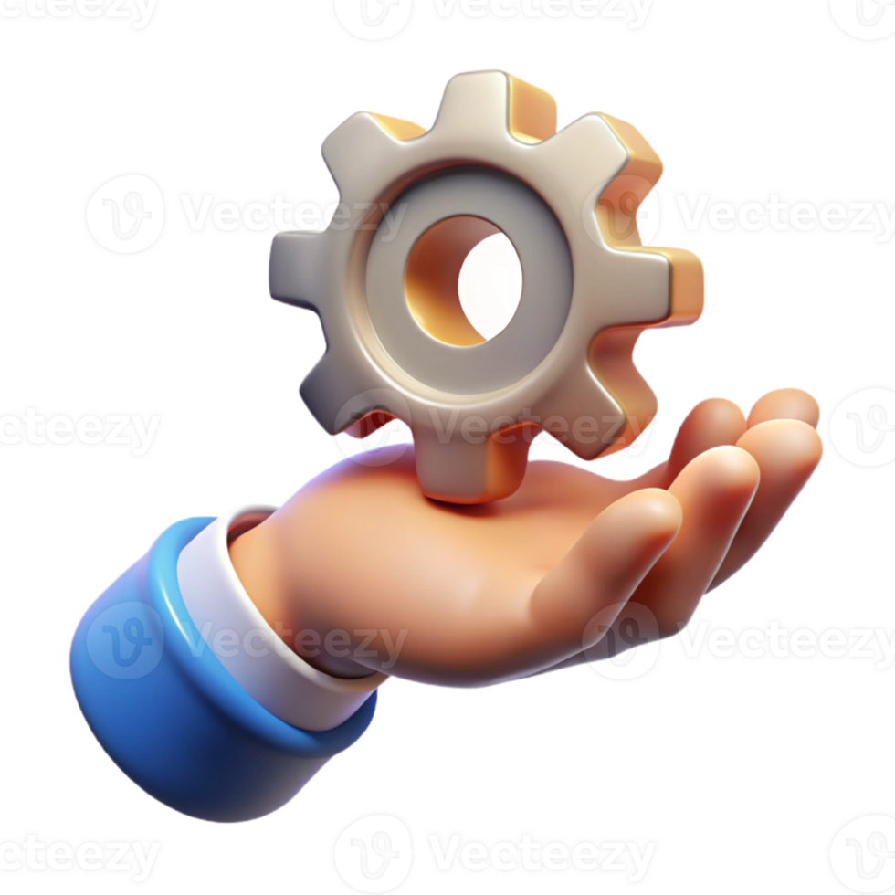 beautiful classic Human Hand Holding a Gear Transparent high resolution png