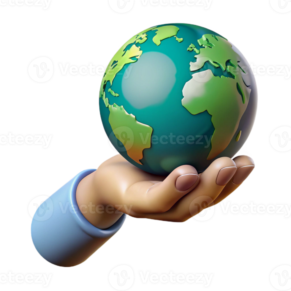 elegant contemporary Human Hand Holding Globe Isolated Cutout premium png