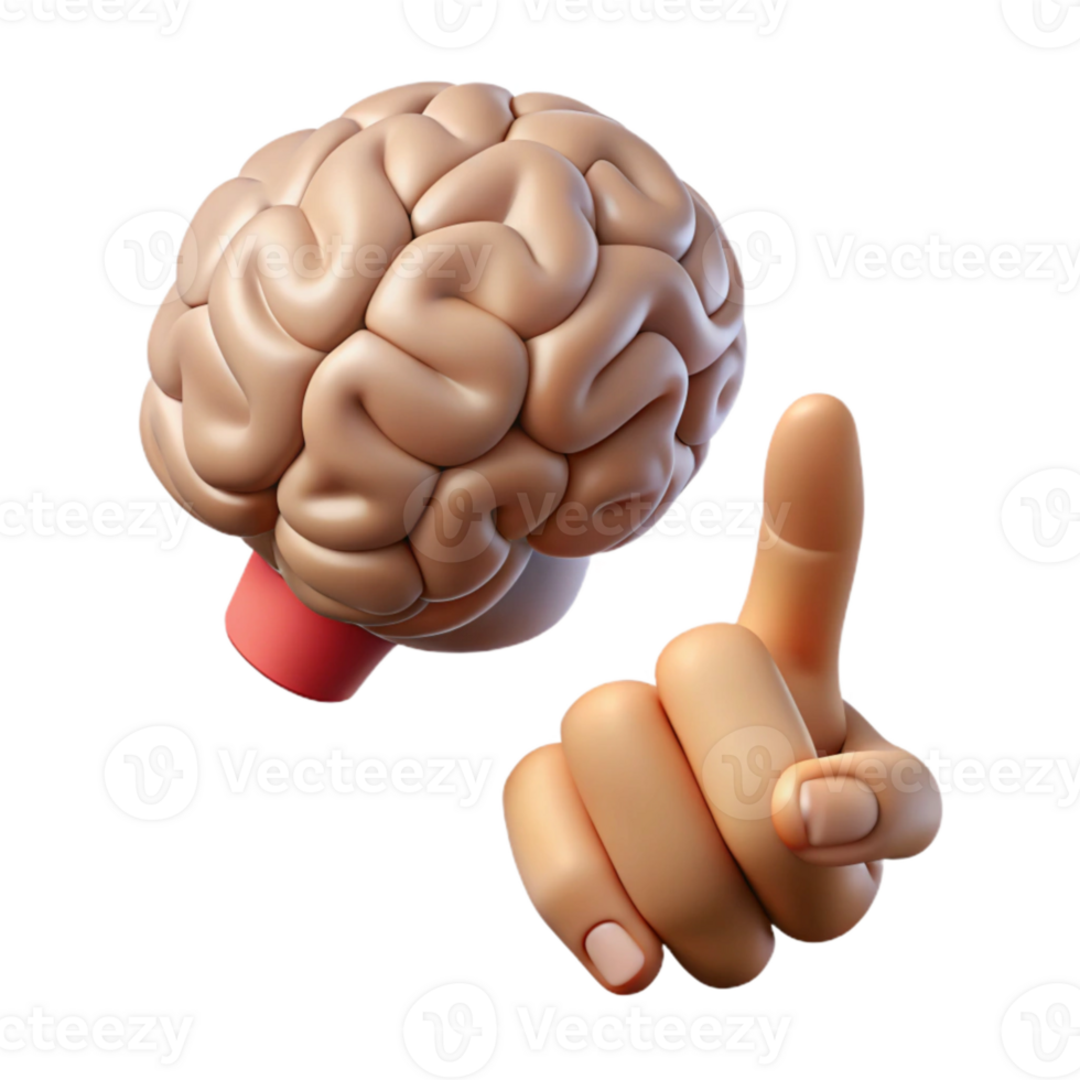 vibrant abstract Human Hand Pointing to Brain Transparent premium png