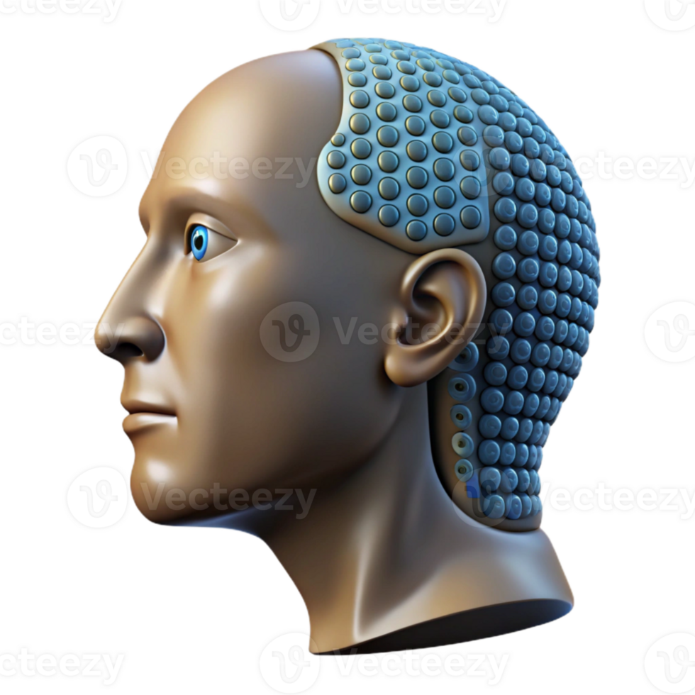vibrant vintage Human Head with Binary Code Stream Isolated Element exclusive png