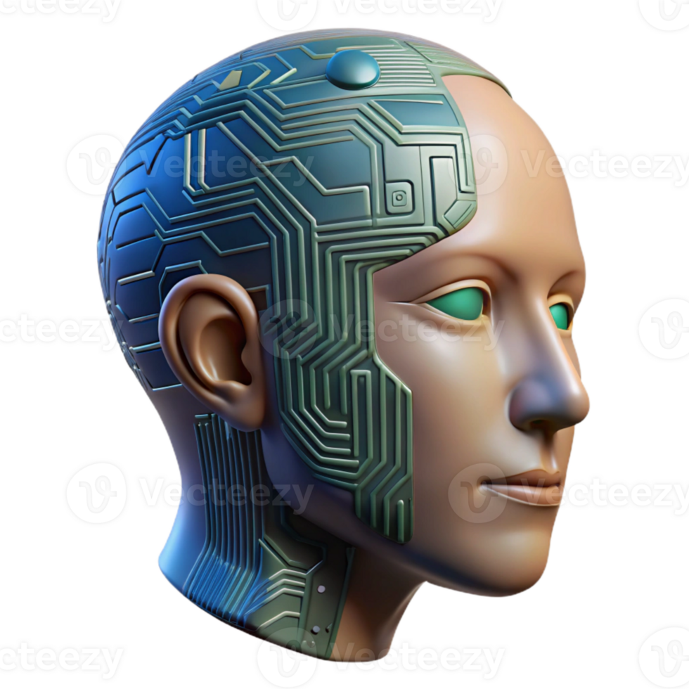 beautiful abstract Human Head with Circuit Board Texture Isolated Element high resolution png