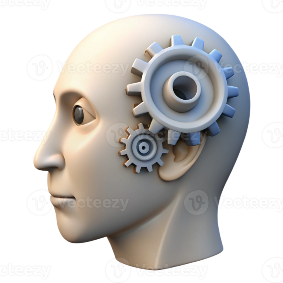 wonderful creative Human Head with Gears Inside Isolated on White png