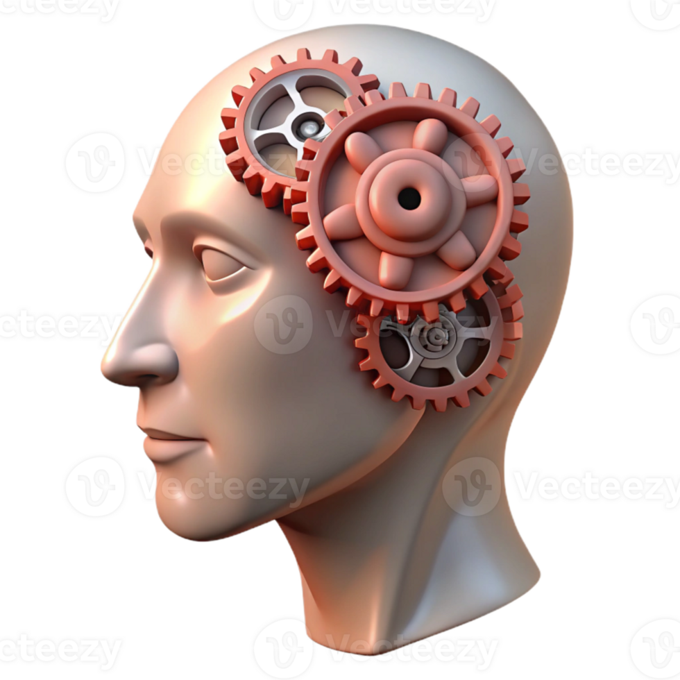 wonderful contemporary Human Head with Interlocking Gears Isolated genuine png