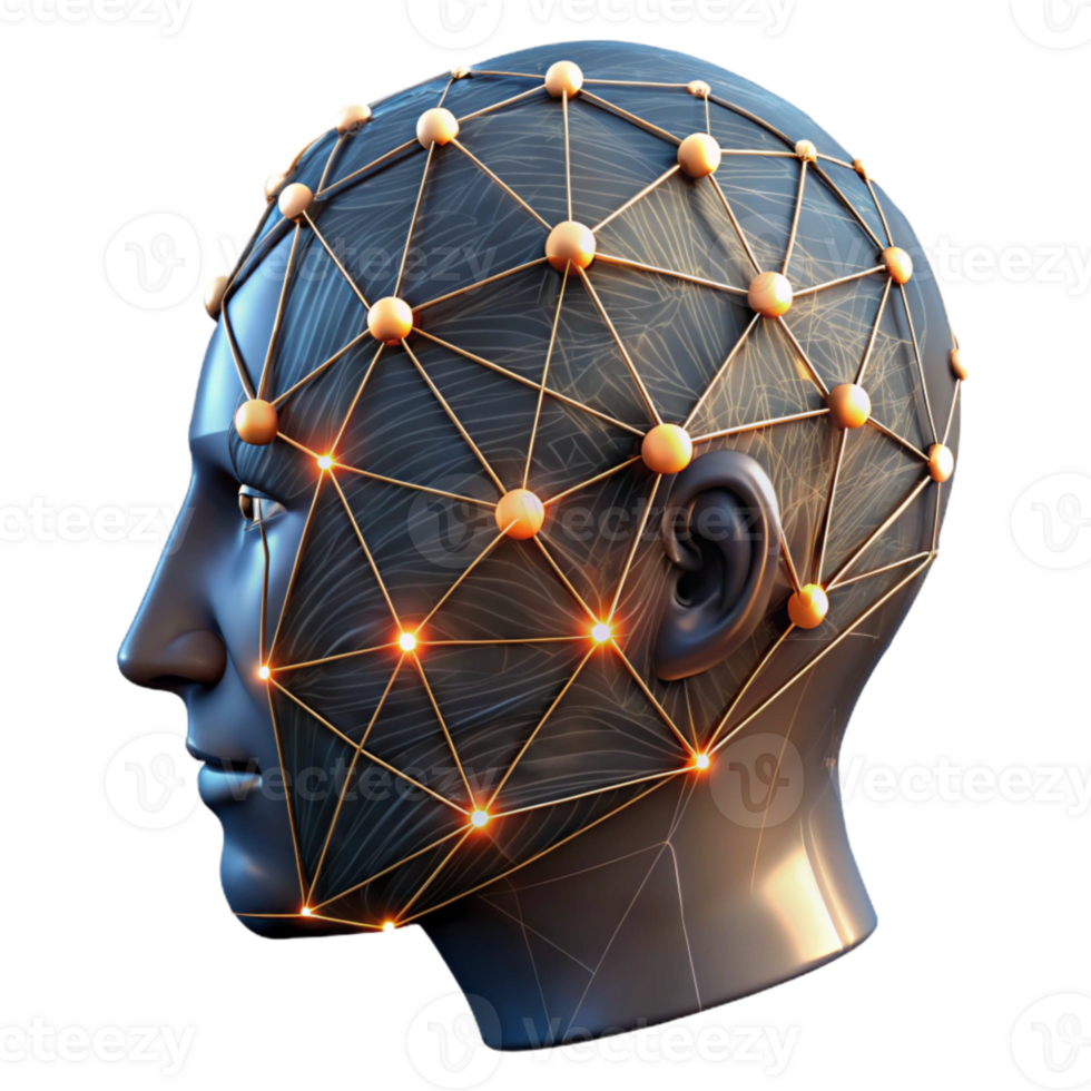 beautiful abstract Human Head with Glowing Light Isolated Element professional png