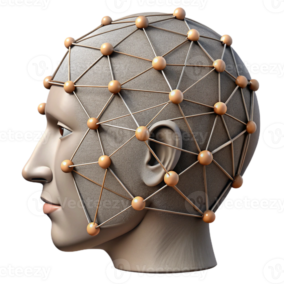 vibrant artistic Human Head with Interconnected Nodes Isolated Element high quality png