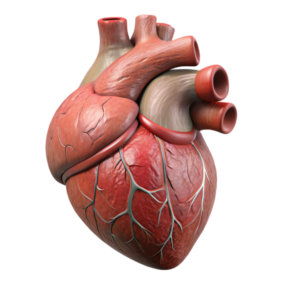 elegant modern Human Heart Anatomical Model Red Transparent Background png
