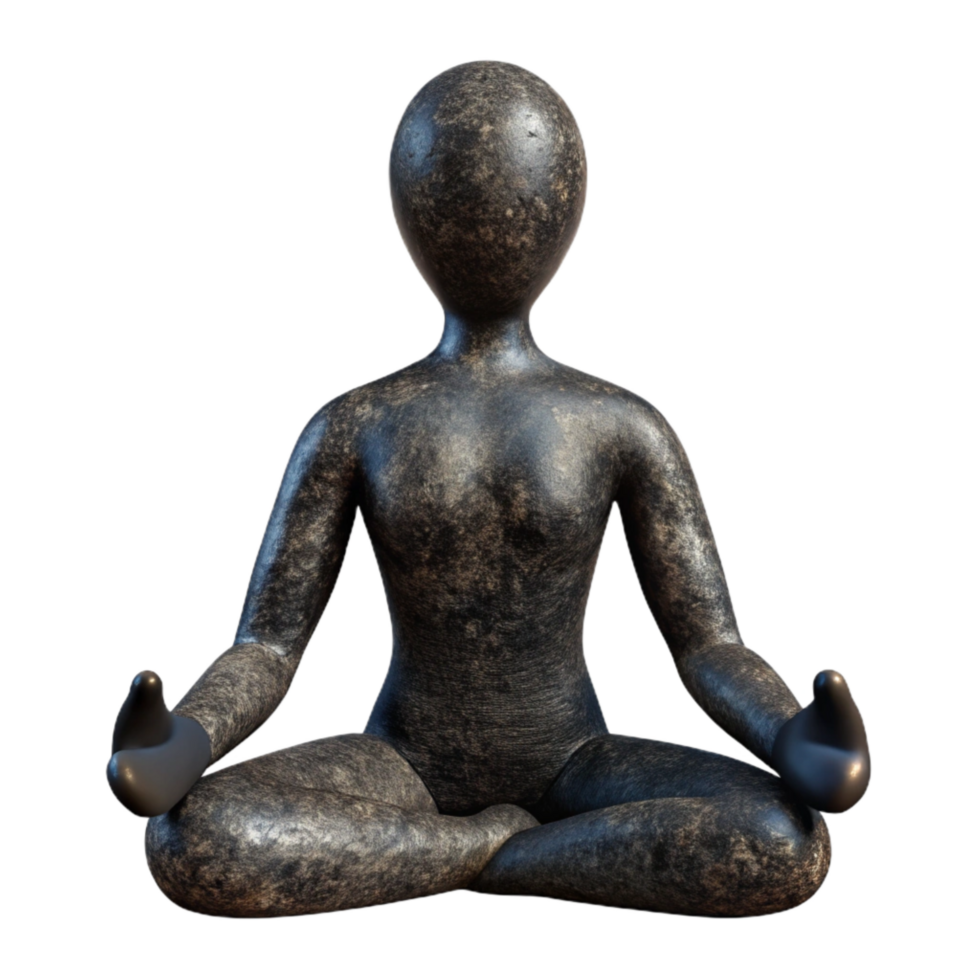 serene modern Human Silhouette Meditating Pose Black Cutout authentic png