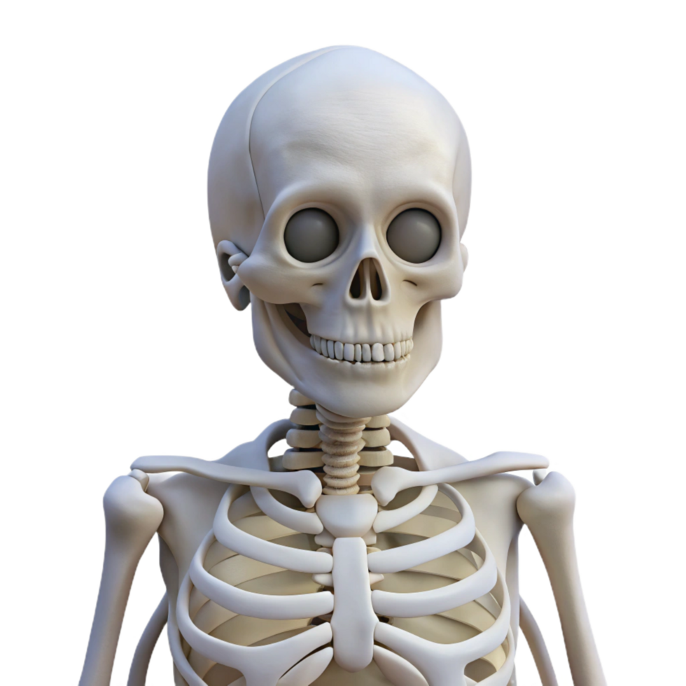beautiful minimalist Human Skeleton Front View White Isolated original png