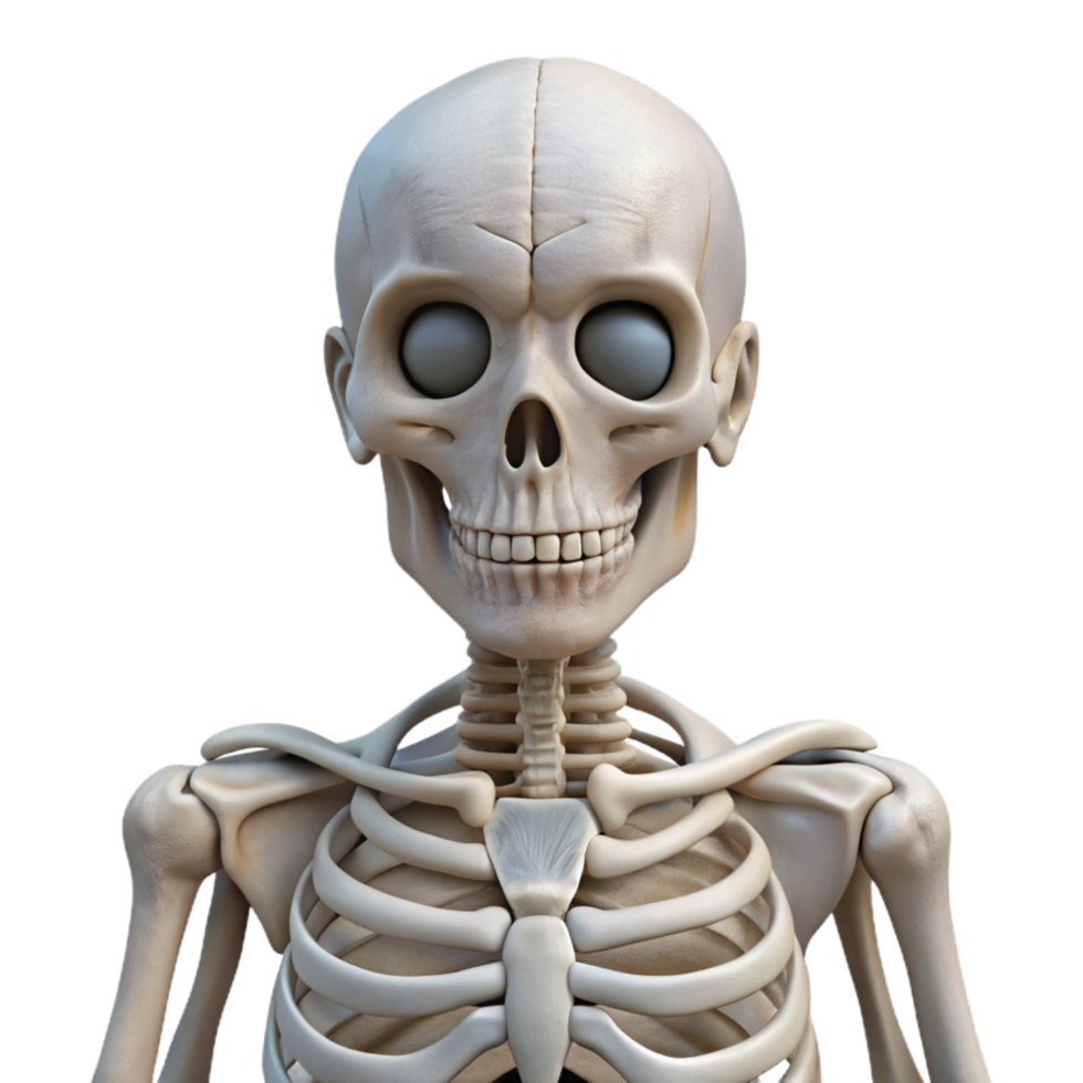 wonderful artistic Human Skeleton Front View White Isolated professional png