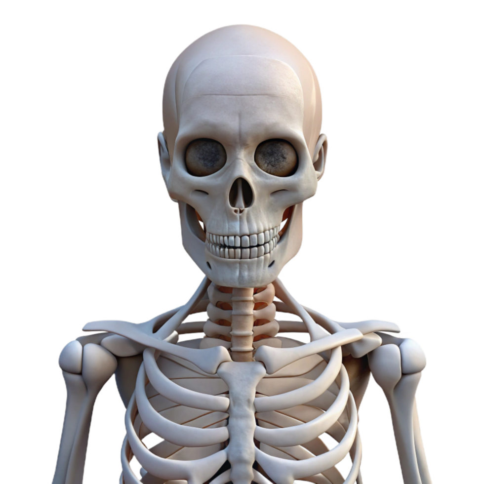 vibrant minimalist Human Skeleton Front View White Isolated genuine png