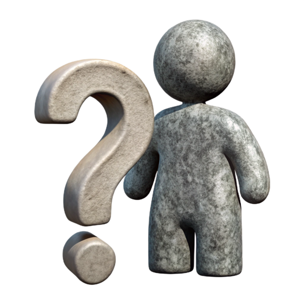 serene rustic Human Silhouette with Question Mark Cutout original png