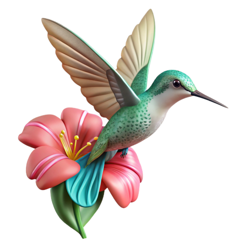 stunning creative Hummingbird Hovering Near Flower Isolated authentic png