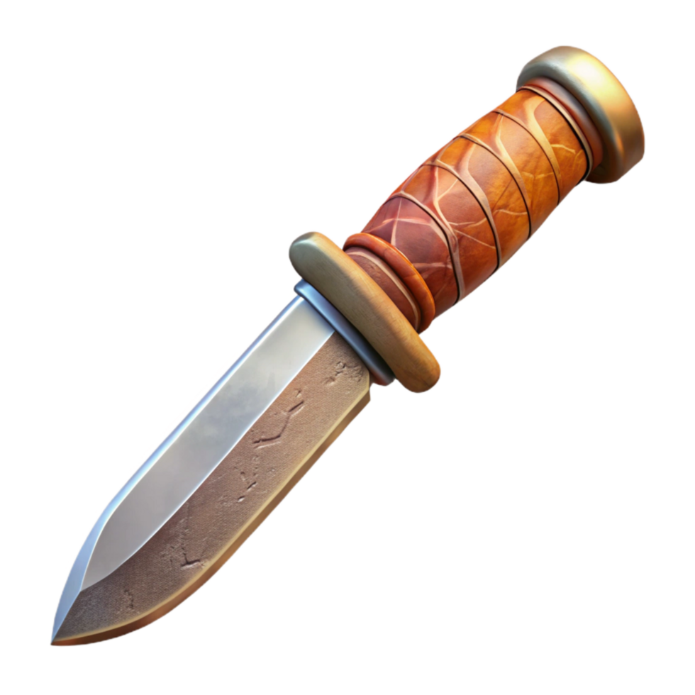 extraordinary creative Hunting Knife with Leather Grip Cutout high quality png