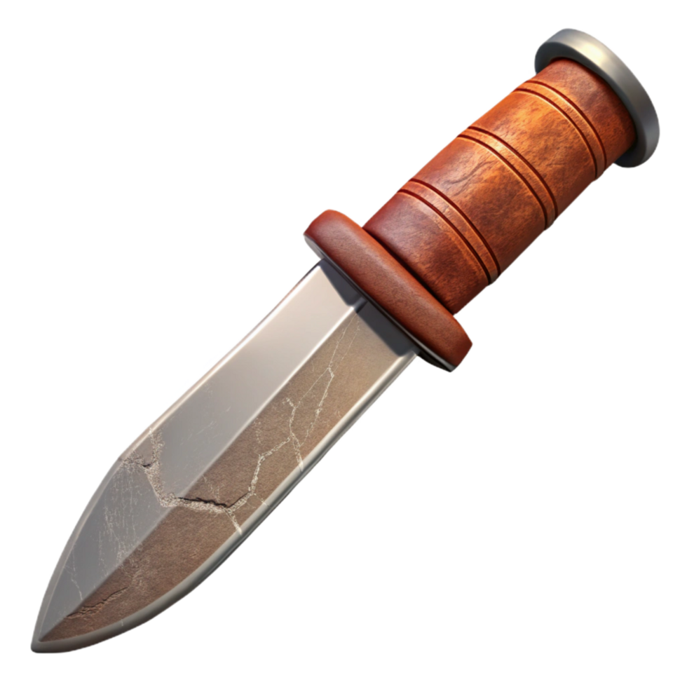 beautiful classic Hunting Knife with Leather Grip Cutout genuine png