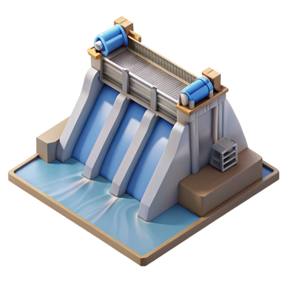 elegant minimalist Hydroelectric Dam Aerial View Isolated Element original png