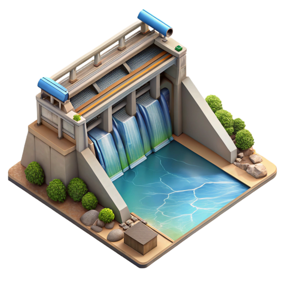 stunning artistic Hydroelectric Dam Aerial View Isolated Element genuine png