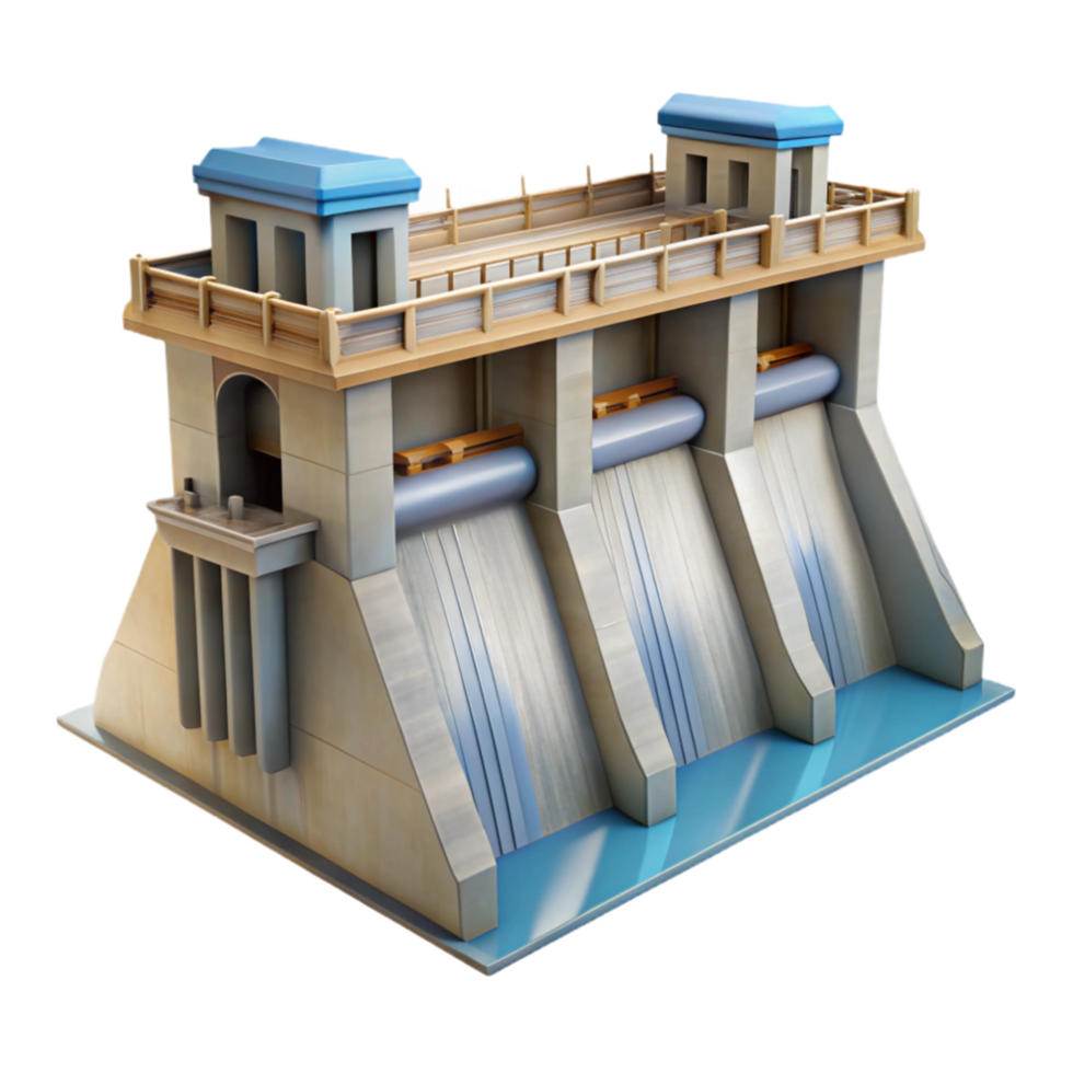 dramatic modern Hydroelectric Dam Front View Cutout premium png