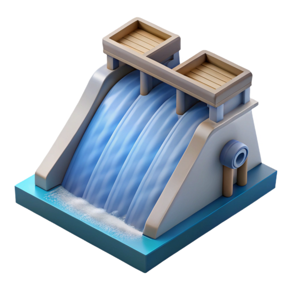 elegant creative Hydroelectric Dam Spillway with Water Flow Detail exclusive png